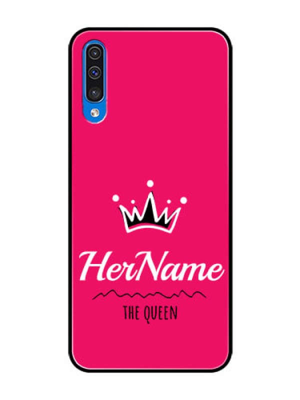 Custom Galaxy A30s Glass Phone Case Queen with Name