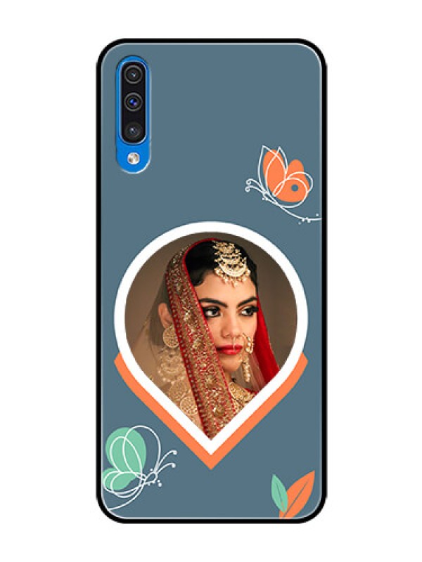 Custom Galaxy A30s Custom Glass Mobile Case - Droplet Butterflies Design
