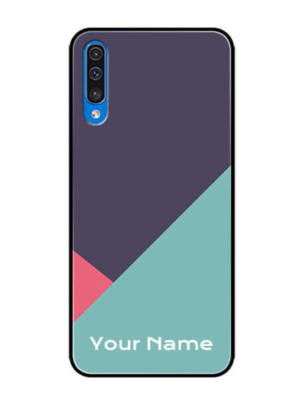 Custom Galaxy A30s Custom Glass Mobile Case - Tri Color abstract Design