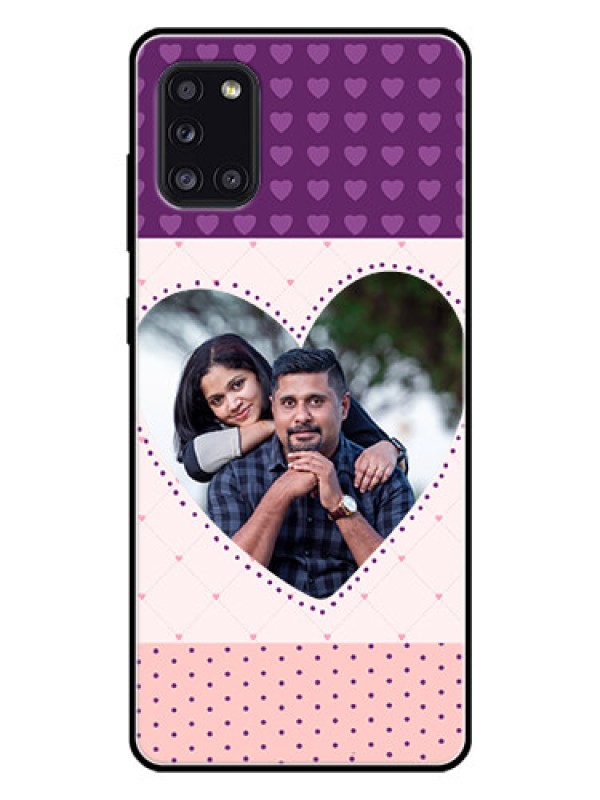 Custom Galaxy A31 Custom Glass Phone Case  - Violet Love Dots Design