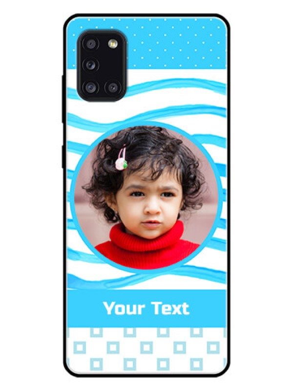 Custom Galaxy A31 Custom Glass Phone Case  - Simple Blue Case Design