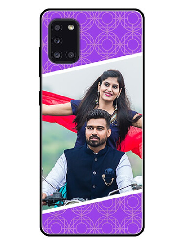 Custom Galaxy A31 Custom Glass Phone Case  - Violet Pattern Design
