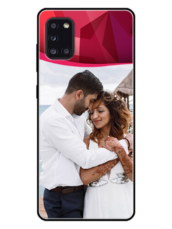 Custom Galaxy A31 Custom Glass Mobile Case  - Red Abstract Design