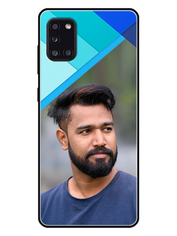 Custom Galaxy A31 Custom Glass Phone Case  - Blue Pattern Design