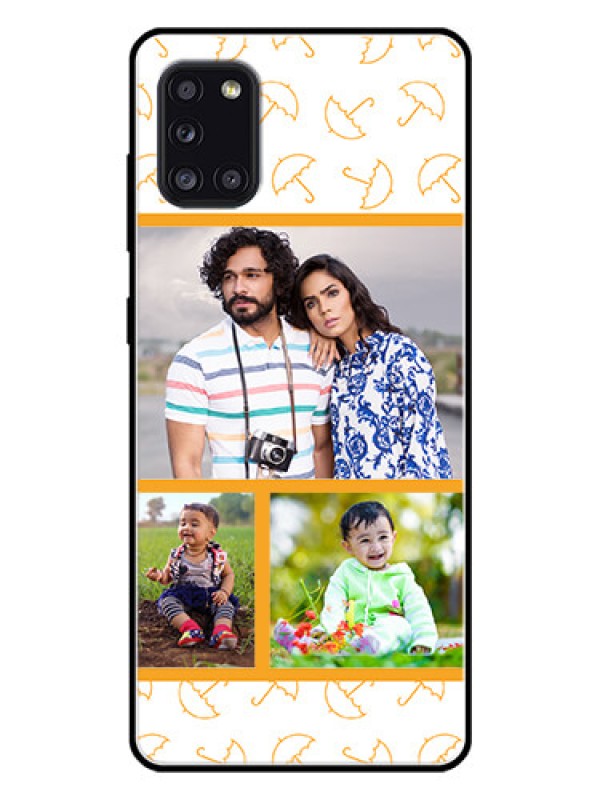Custom Galaxy A31 Custom Glass Mobile Case  - Yellow Pattern Design