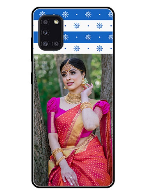 Custom Galaxy A31 Photo Printing on Glass Case  - Snow Pattern Design