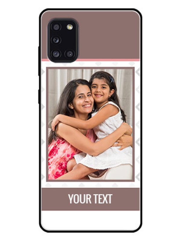 Custom Galaxy A31 Photo Printing on Glass Case  - Simple Diamond Design