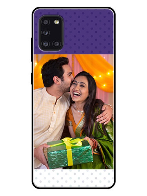 Custom Galaxy A31 Personalized Glass Phone Case  - Violet Pattern Design