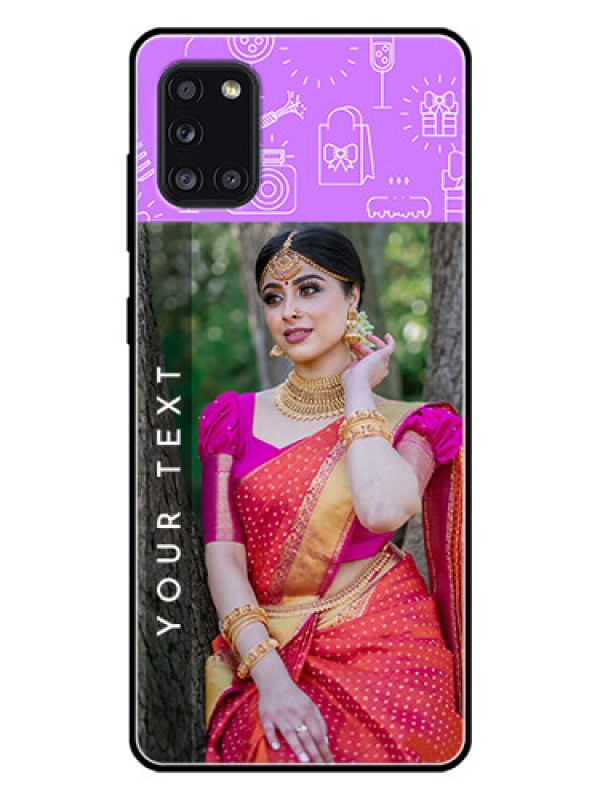 Custom Galaxy A31 Custom Glass Mobile Case  - Birthday Icons Design