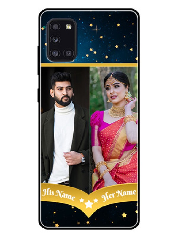 Custom Galaxy A31 Custom Glass Phone Case  - Galaxy Stars Backdrop Design
