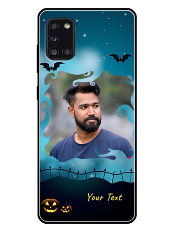 Custom Galaxy A31 Custom Glass Phone Case  - Halloween frame design