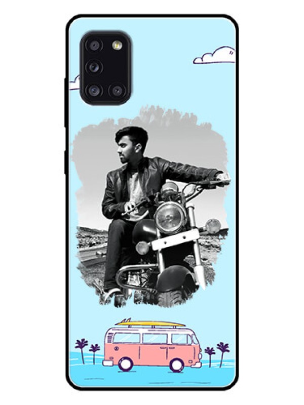 Custom Galaxy A31 Photo Printing on Glass Case  - Travel & Adventure Design
