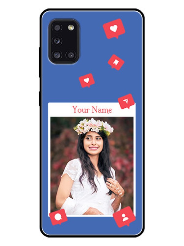 Custom Galaxy A31 Custom Glass Phone Case - Like Share And Comment Design