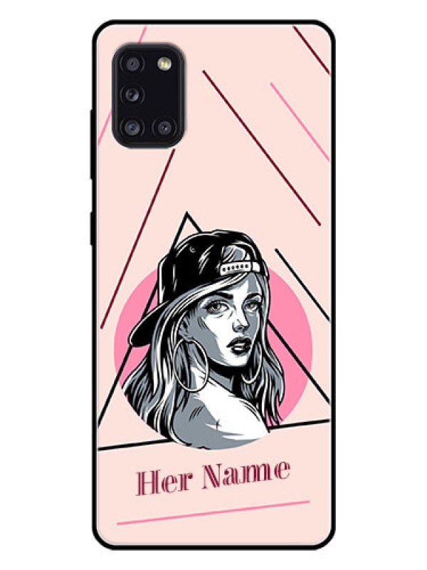 Custom Galaxy A31 Personalized Glass Phone Case - Rockstar Girl Design