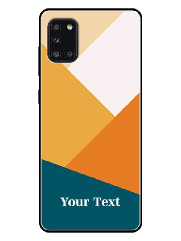 Custom Galaxy A31 Personalized Glass Phone Case - Stacked Multi-colour Design