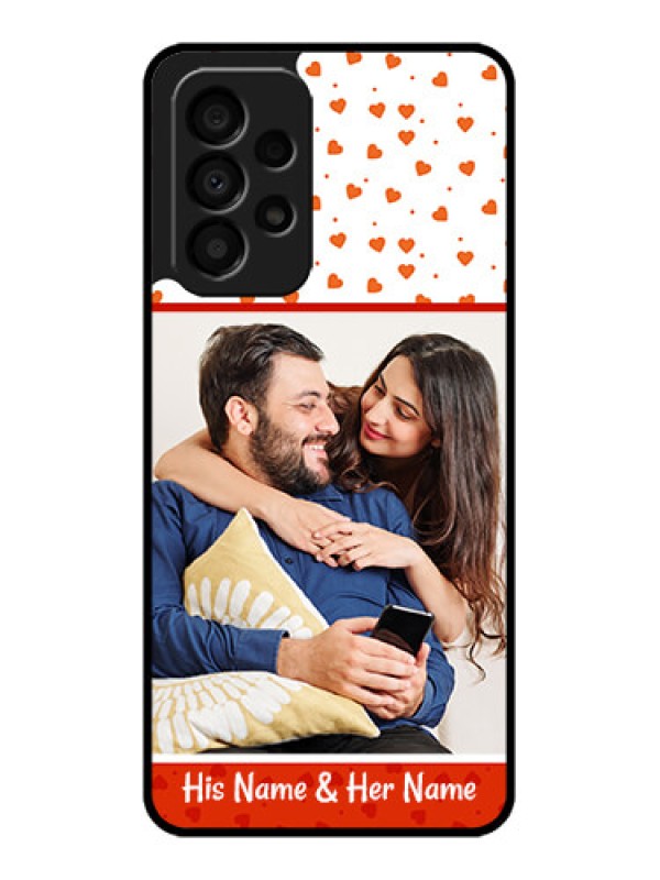 Custom Galaxy A33 5G Custom Glass Phone Case - Orange Love Symbol Design