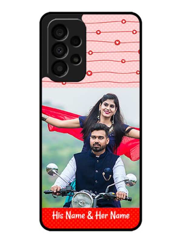 Custom Galaxy A33 5G Personalized Glass Phone Case - Red Pattern Case Design