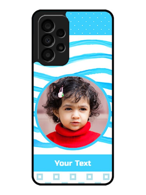 Custom Galaxy A33 5G Custom Glass Phone Case - Simple Blue Case Design