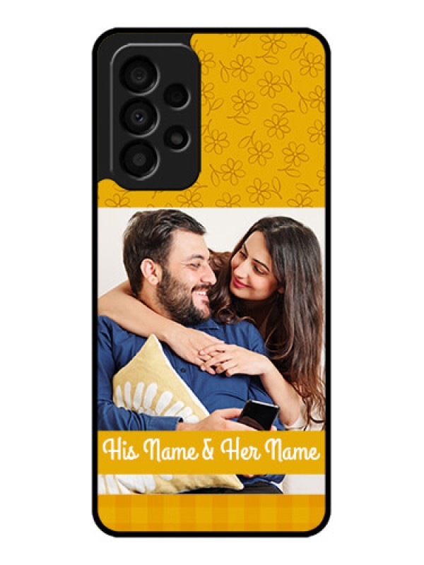 Custom Galaxy A33 5G Custom Glass Mobile Case - Yellow Floral Design