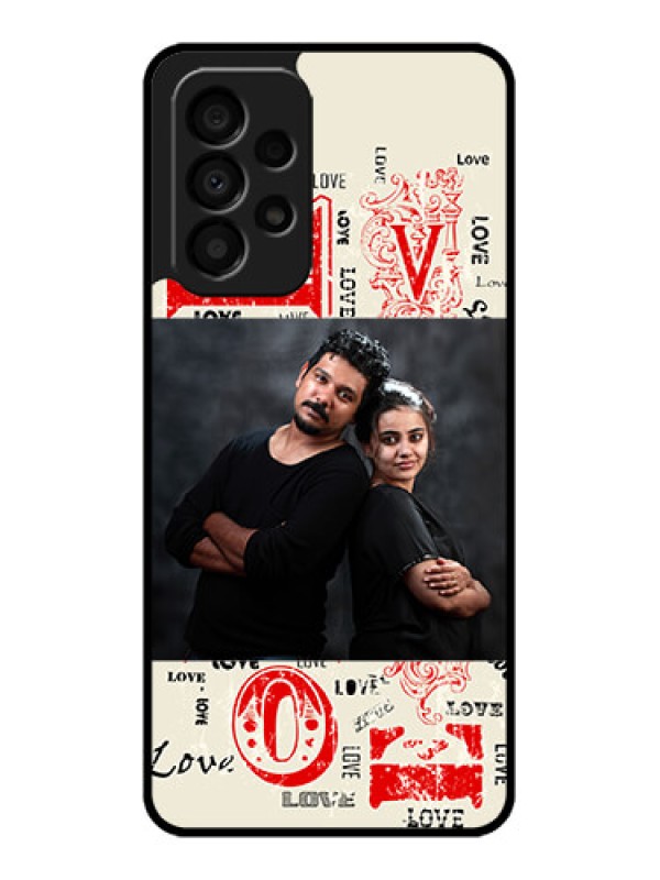 Custom Galaxy A33 5G Photo Printing on Glass Case - Trendy Love Design Case