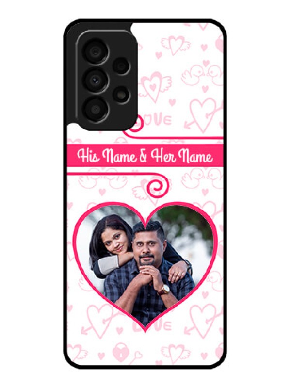 Custom Galaxy A33 5G Personalized Glass Phone Case - Heart Shape Love Design