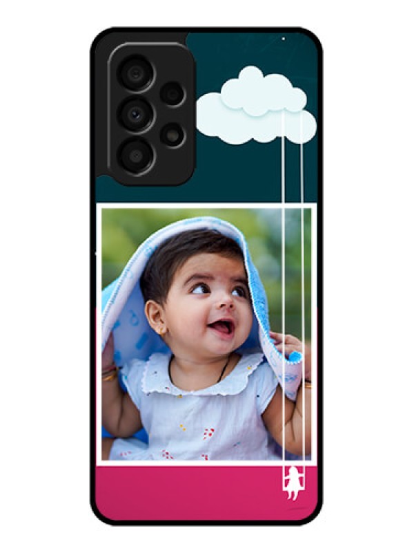 Custom Galaxy A33 5G Custom Glass Phone Case - Cute Girl with Cloud Design