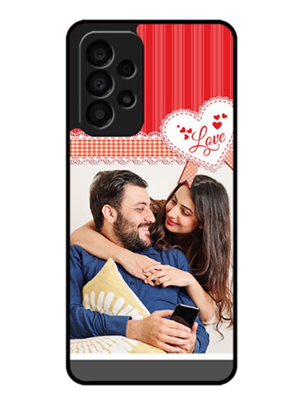 Custom Galaxy A33 5G Custom Glass Mobile Case - Red Love Pattern Design