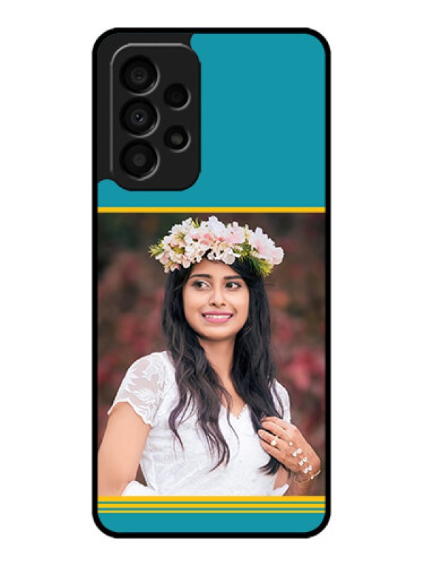 Custom Galaxy A33 5G Custom Glass Phone Case - Yellow & Blue Design
