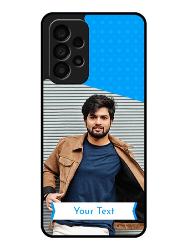 Custom Galaxy A33 5G Photo Printing on Glass Case - Simple Blue Color Design
