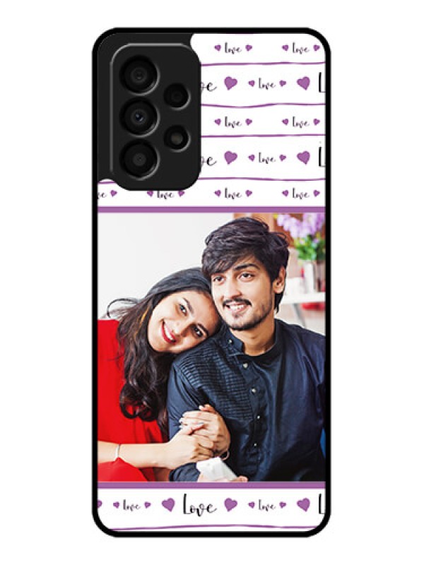Custom Galaxy A33 5G Custom Glass Mobile Case - Couples Heart Design