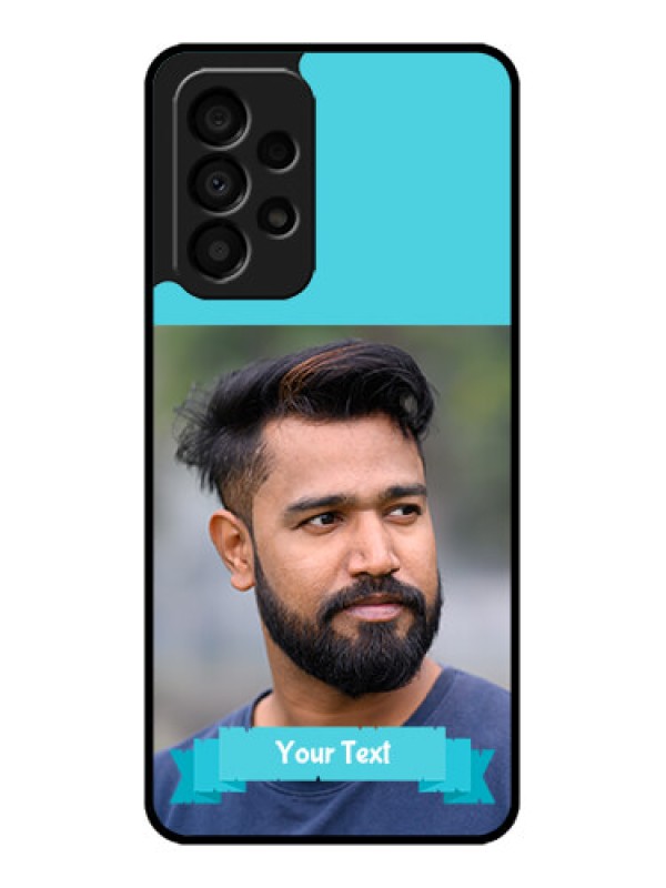Custom Galaxy A33 5G Personalized Glass Phone Case - Simple Blue Color Design