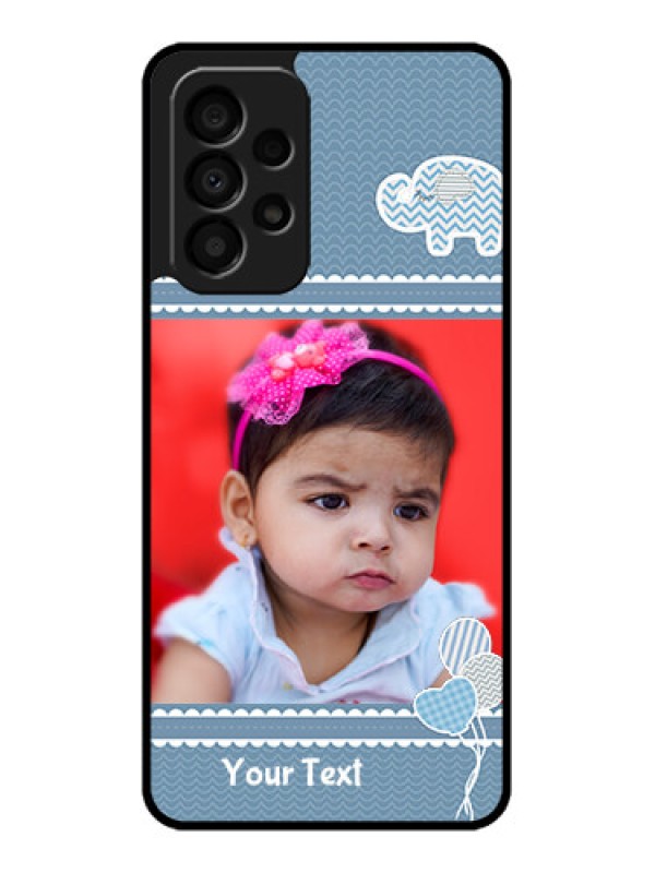 Custom Galaxy A33 5G Photo Printing on Glass Case - with Kids Pattern Design