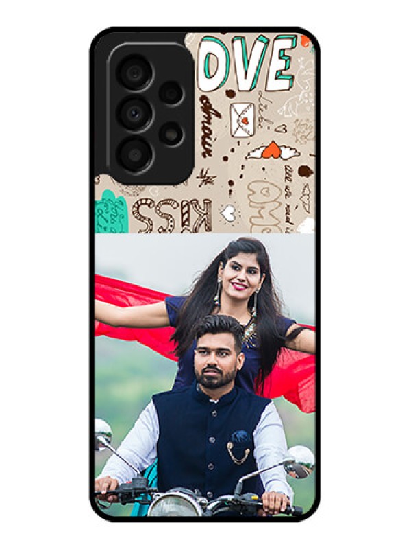 Custom Galaxy A33 5G Custom Glass Phone Case - Love Doodle Pattern