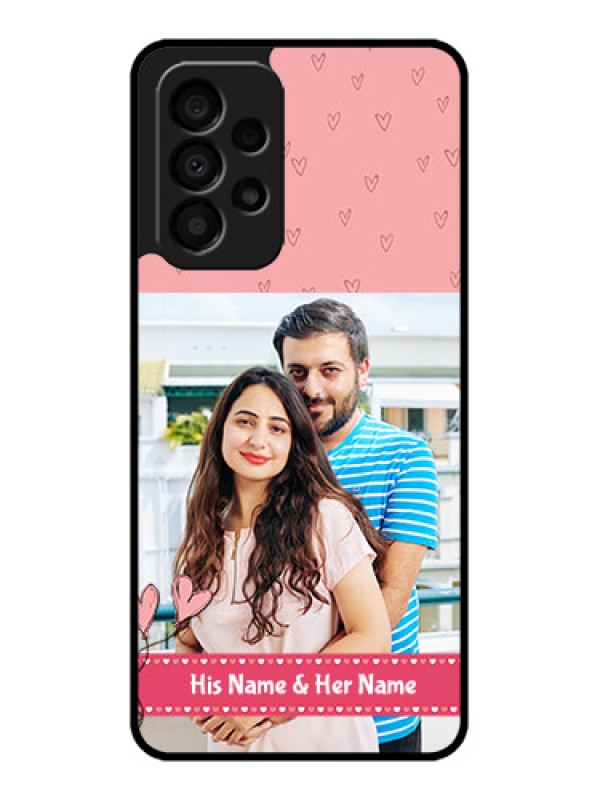 Custom Galaxy A33 5G Personalized Glass Phone Case - Love Design Peach Color