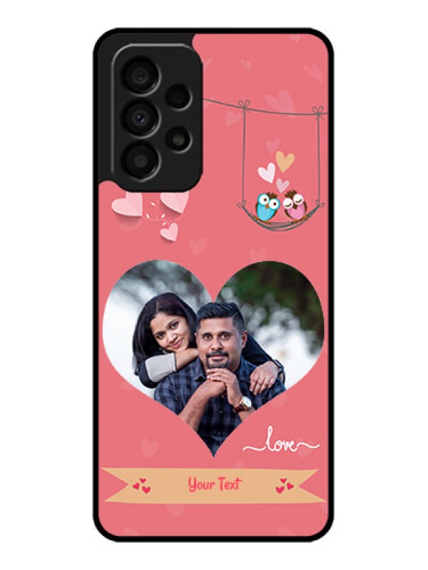 Custom Galaxy A33 5G Personalized Glass Phone Case - Peach Color Love Design