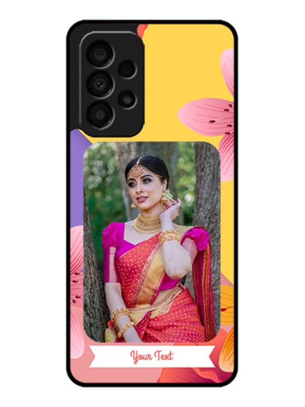 Custom Galaxy A33 5G Custom Glass Mobile Case - 3 Image With Vintage Floral Design