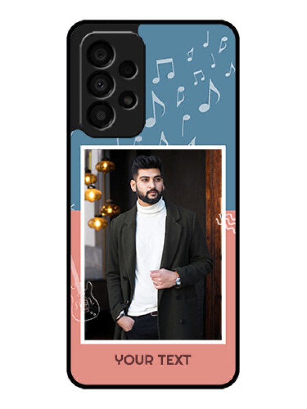 Custom Galaxy A33 5G Photo Printing on Glass Case - with Color Musical Note Design