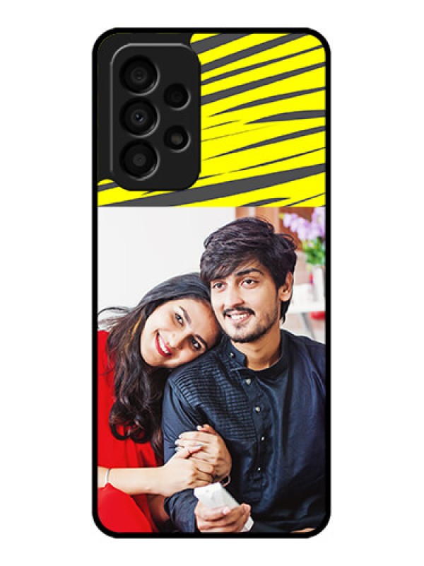 Custom Galaxy A33 5G Photo Printing on Glass Case - Yellow Abstract Design