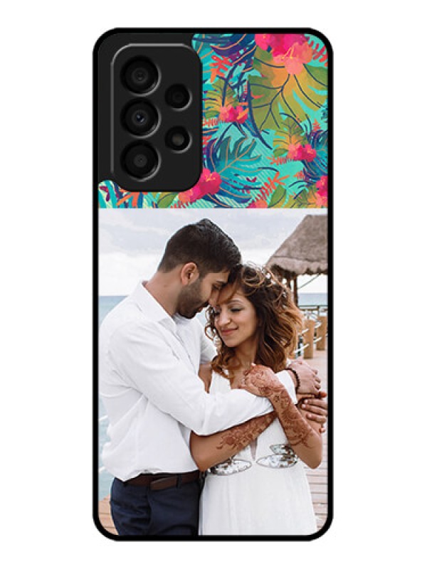 Custom Galaxy A33 5G Photo Printing on Glass Case - Watercolor Floral Design