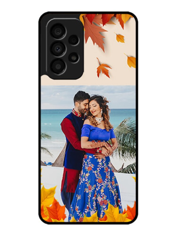 Custom Galaxy A33 5G Photo Printing on Glass Case - Autumn Maple Leaves Design