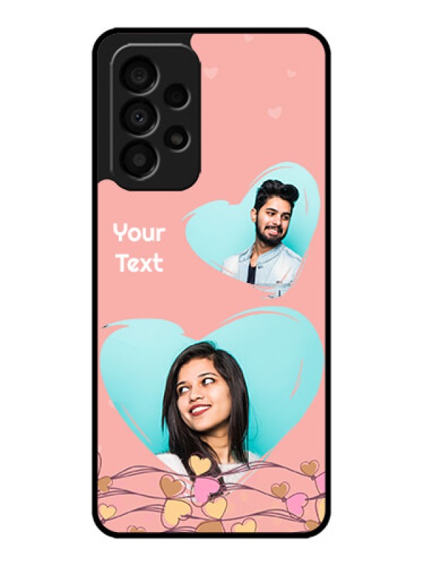 Custom Galaxy A33 5G Custom Glass Mobile Case - Love Doodle Design