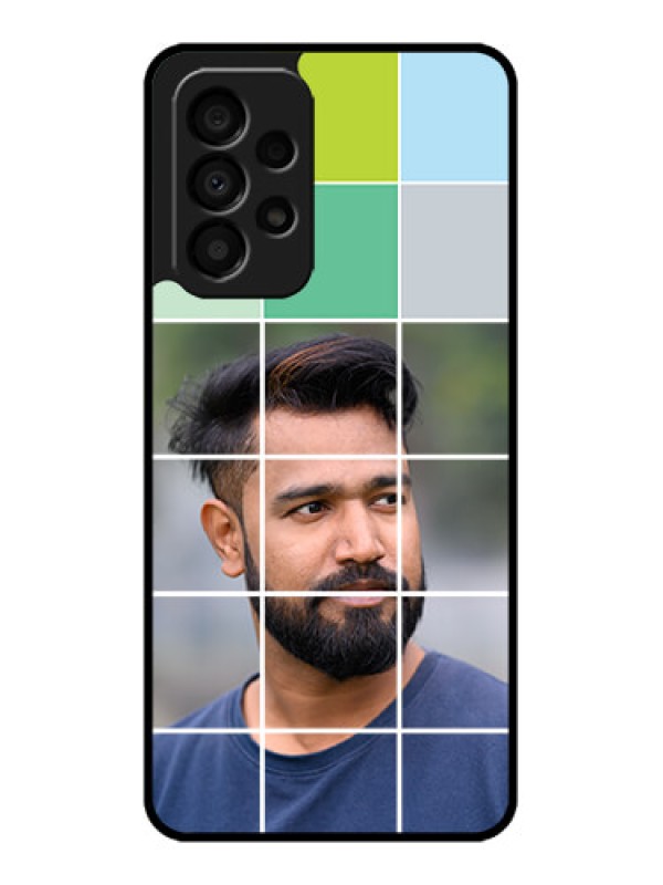 Custom Galaxy A33 5G Photo Printing on Glass Case - with white box pattern