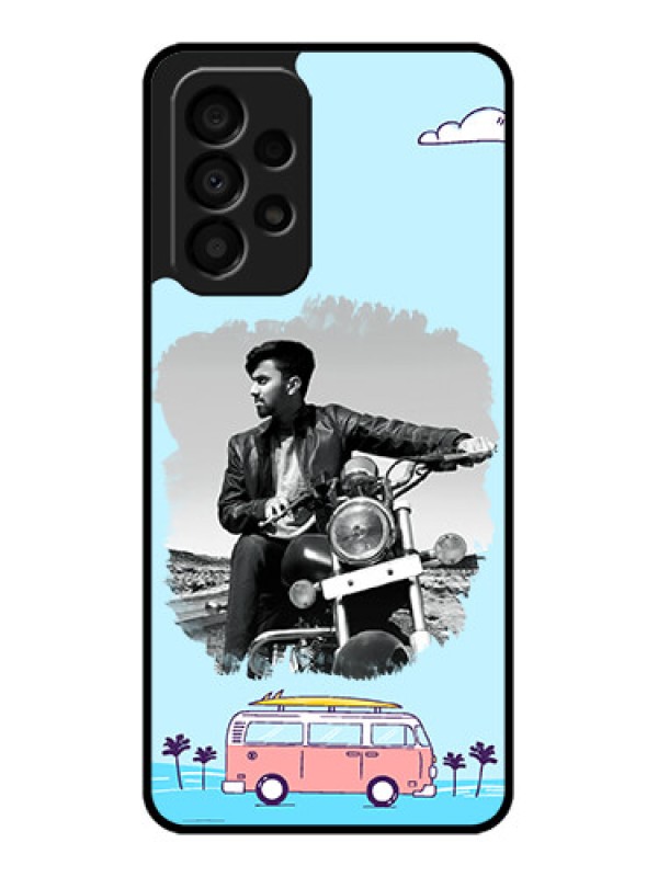 Custom Galaxy A33 5G Photo Printing on Glass Case - Travel & Adventure Design