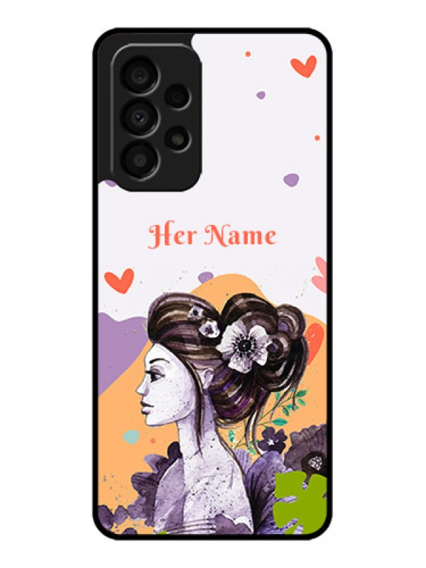 Custom Galaxy A33 5G Personalized Glass Phone Case - Woman And Nature Design