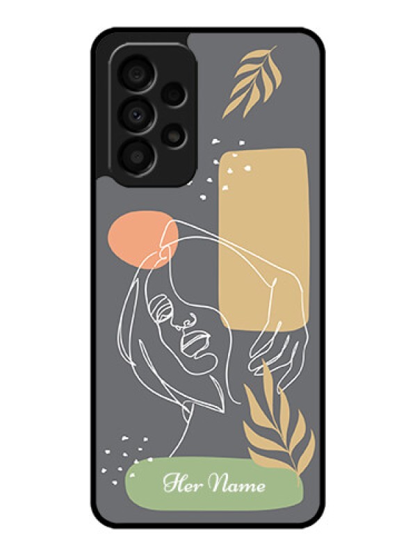 Custom Galaxy A33 5G Custom Glass Phone Case - Gazing Woman line art Design