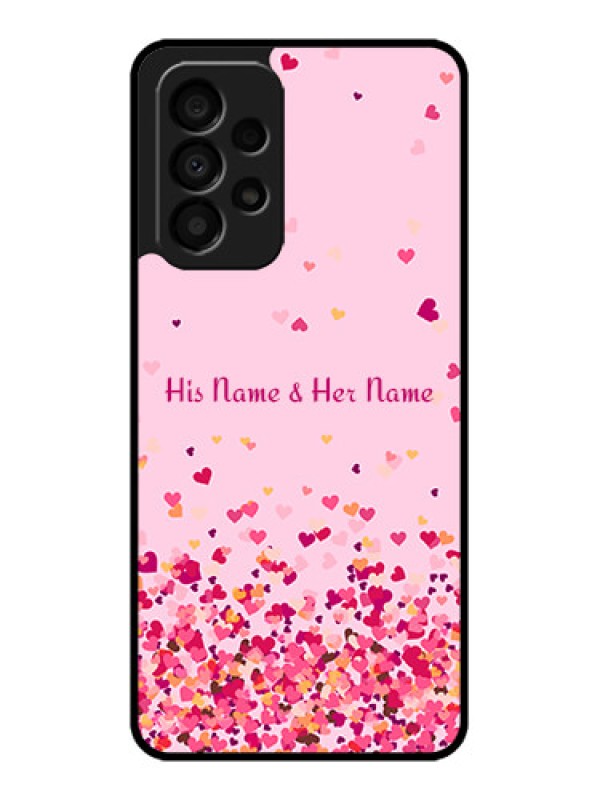 Custom Galaxy A33 5G Photo Printing on Glass Case - Floating Hearts Design