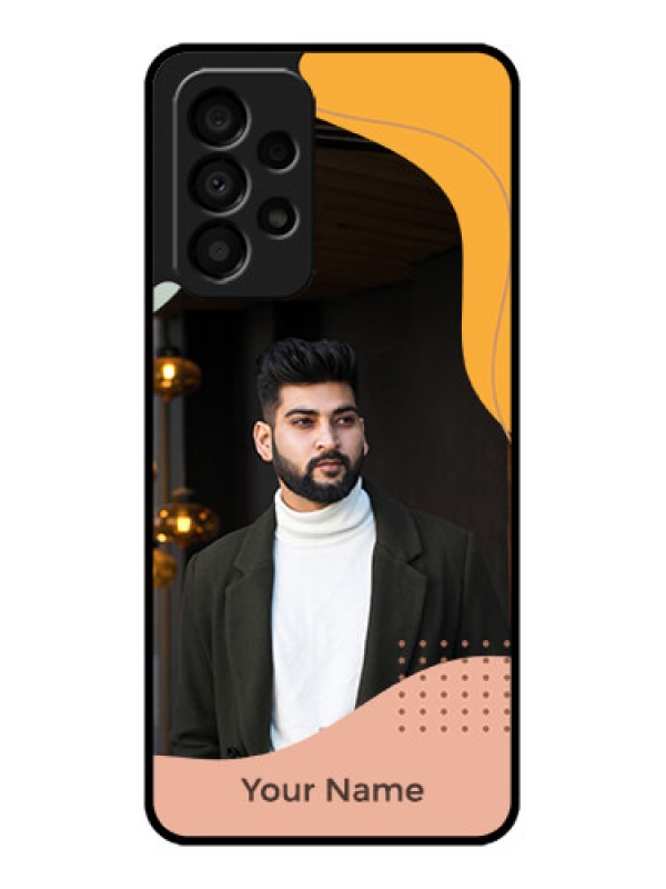Custom Galaxy A33 5G Personalized Glass Phone Case - Tri-coloured overlay design
