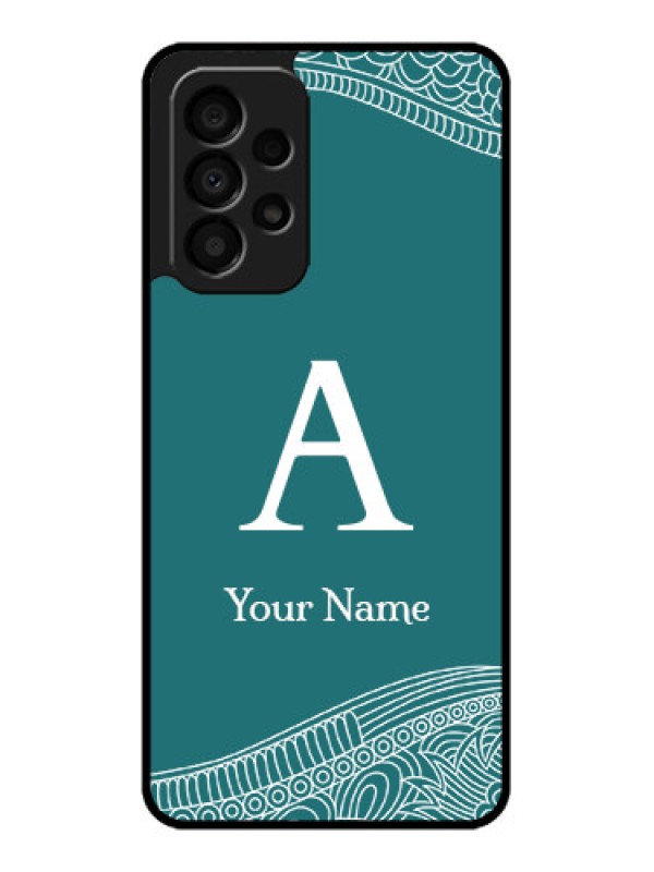 Custom Galaxy A33 5G Personalized Glass Phone Case - line art pattern with custom name Design