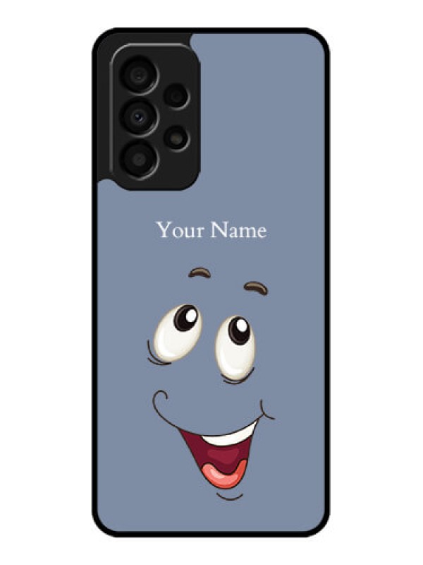 Custom Galaxy A33 5G Photo Printing on Glass Case - Laughing Cartoon Face Design
