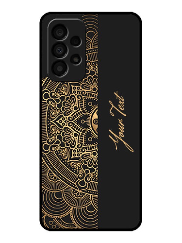 Custom Galaxy A33 5G Photo Printing on Glass Case - Mandala art with custom text Design